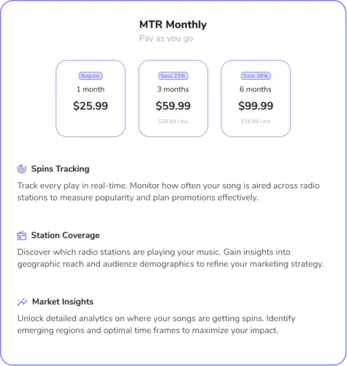 MTR Monthly Pricing